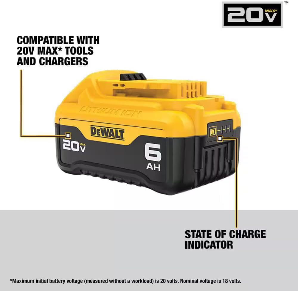 Dewalt 20V MAX Lithium-Ion 6.0Ah and 4.0Ah Battery and Charger Starter Kit