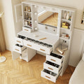 DYHOME Large Vanity Desk with LED Light Mirror & Power Outlet, 3 Lighting Modes, Adjustable Bright, White Makeup Vanity, 7 Drawers, 3 Storage Cabinet, Dressing Table for Women, Girls, Teens, Bedroom