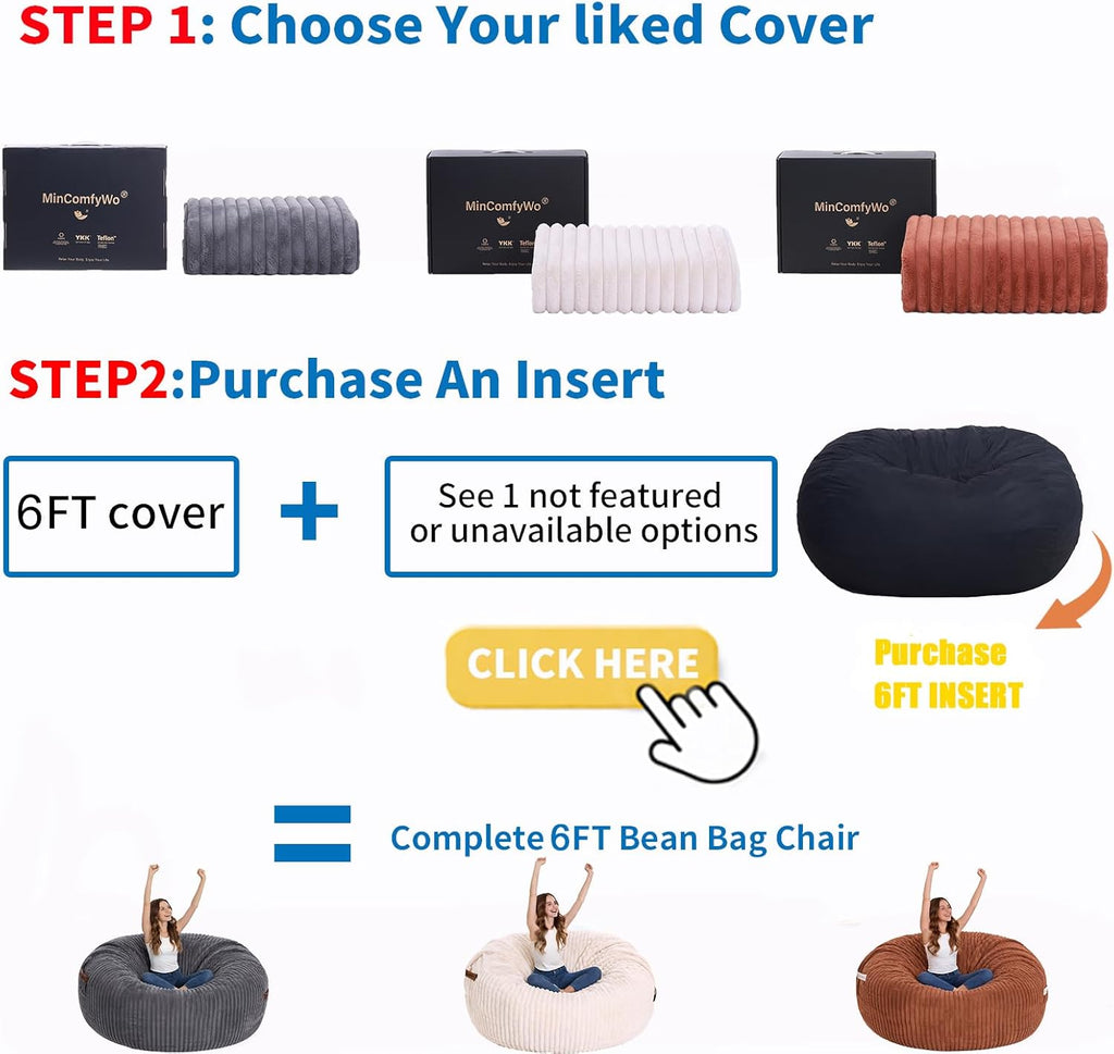 The BigOne Beanbag Family Giant Round Bean Bag Chair-Spacious Comfort Bean Bags Bed for Families, Premium Materials, Perfect for Living Room or Entertainment Room-Cover-Stripe Fur-Brown