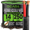 GEARit Speaker Wire 14 Gauge Black Wire 250 ft UL CL3 Rated, Copper Wire with Polarity Mark, Speaker Cable for in-Wall, Home, Car, Outdoor, Garden, Commercial Audio Systems, OFC (Black,2-Conductors)