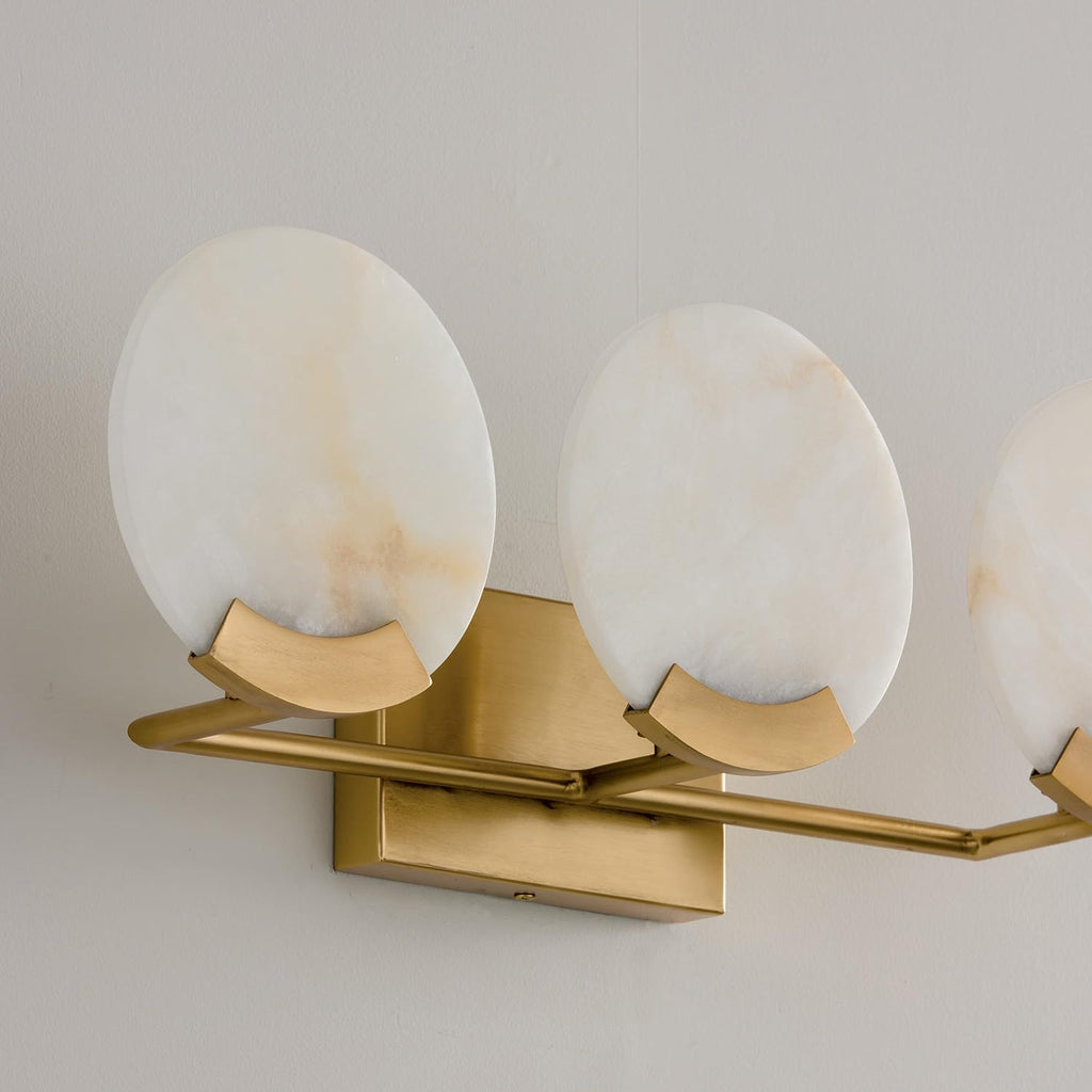 Capital Lighting 154631AD Oriya Modern Natural Alabaster Stone Bathroom Vanity Light, 3-Light 180 Total Watts, 8" H x 24" W, Aged Brass