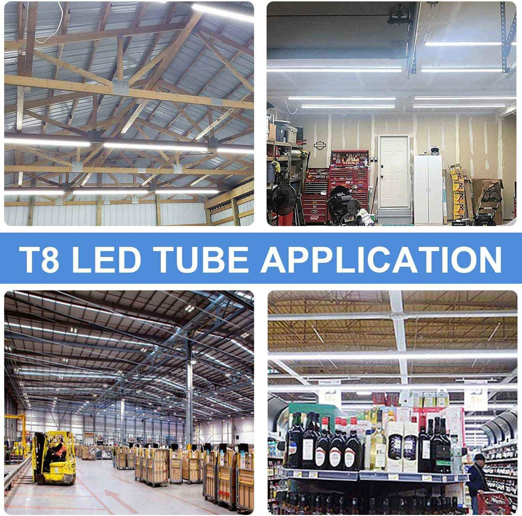 Henwsi 8FT LED Shop Light Fixture, White 10 Pack T8 Integrated Tube Lights, 72W 9500LM 6500K High Output Clear Cover, V Shape 270 Degree Lighting for Garage Warehouse, Upgraded Lights Plug and Play