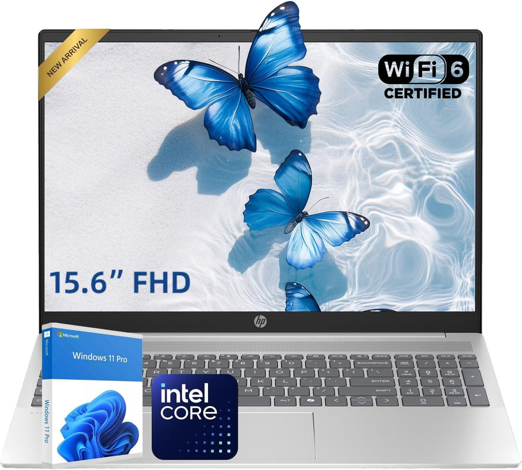 HP Latest 15.6" FHD Business Laptop, Intel Dual Core Processor Series, 8GB RAM | 256GB PCIe SSD, Wi-Fi 6, Copilot AI, SD Card Reader, Win11 Pro with Office 365 for The Web, for Work&Study