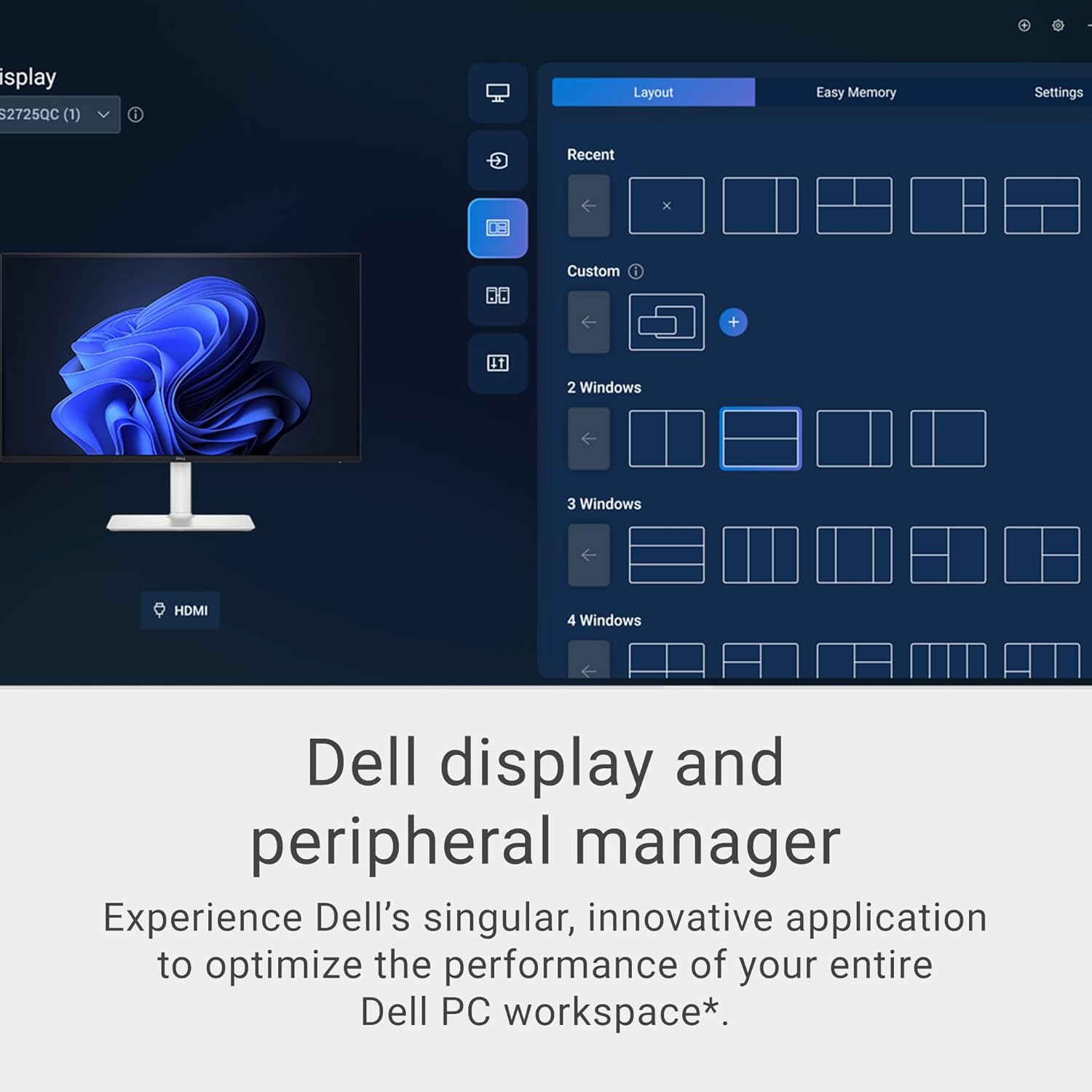Dell 27 Plus 4K Monitor - S2725QS - 27-inch 4K (3840 x 2160) 120Hz 16:9 Display, IPS Panel, AMD FreeSync Premium, sRGB 99%, Integrated Speakers, 1500:1 Contrast Ratio, Comfortview - Ash White