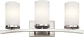 Kichler Crosby 23" Vanity Light in Brushed Nickel, 3-Light Contemporary Bathroom Light with Satin Etched Cased Opal Glass, (23" L x 8.75" H), 45497NI