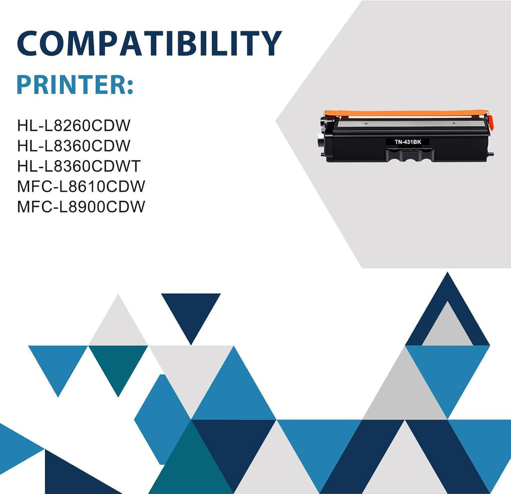 TN-431 TN431 4-Color Toner Cartridge Set 4 Pack Compatible for Brother TN431 TN 431 TN-431 MFC-L8900CDW Toner Cartridges for Brother MFC-L8900CDW HL-L8360CDW HL-L8260CDW HL-L8360CDWT Printer Ink