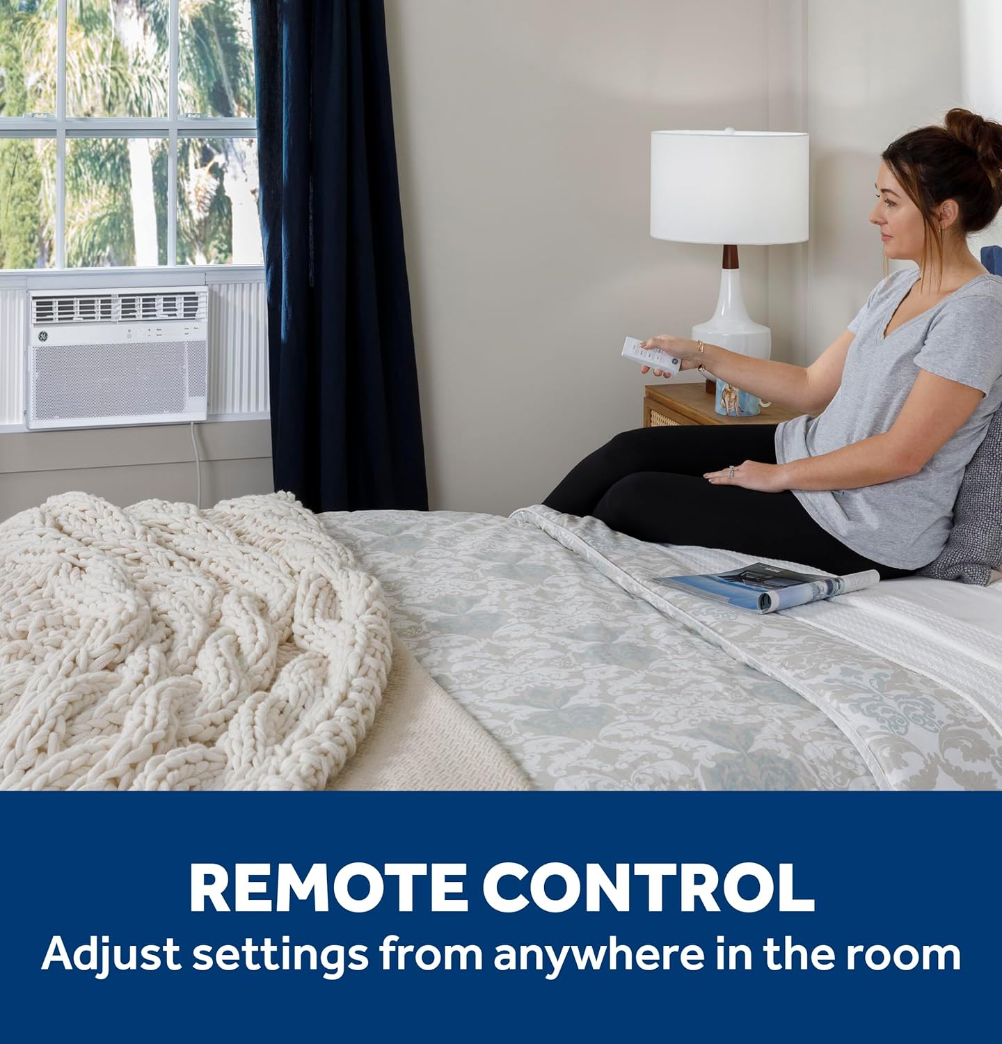 GE Window Air Conditioner 10,000 BTU for Rooms up to 450 sq ft., Wi-Fi Enabled, Energy-Efficient Cooling for Medium Rooms, Easy Install Kit, Control Using Remote or Smartphone App, White