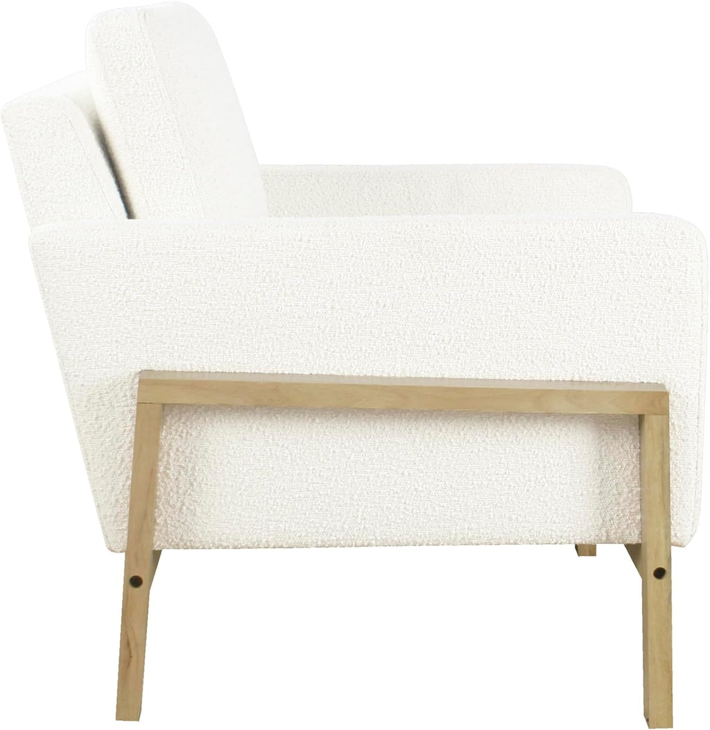 HomePop Wood Frame Accent Chair | Homepop Home Decor | Accent Chairs for Living Room & Bedroom - Cream Boucle