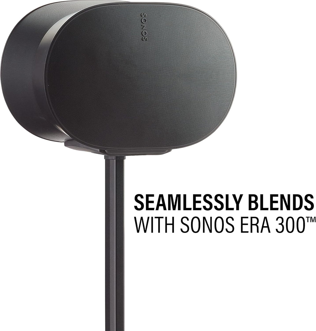 Sanus Height Adjustable Speaker Stands for Sonos Era 300™ - 17" Height Adjustment Sonos Stand Includes Carpet Spikes & Rubber Pads - Easy DIY Install Comes w/All Hardware - Black Pair