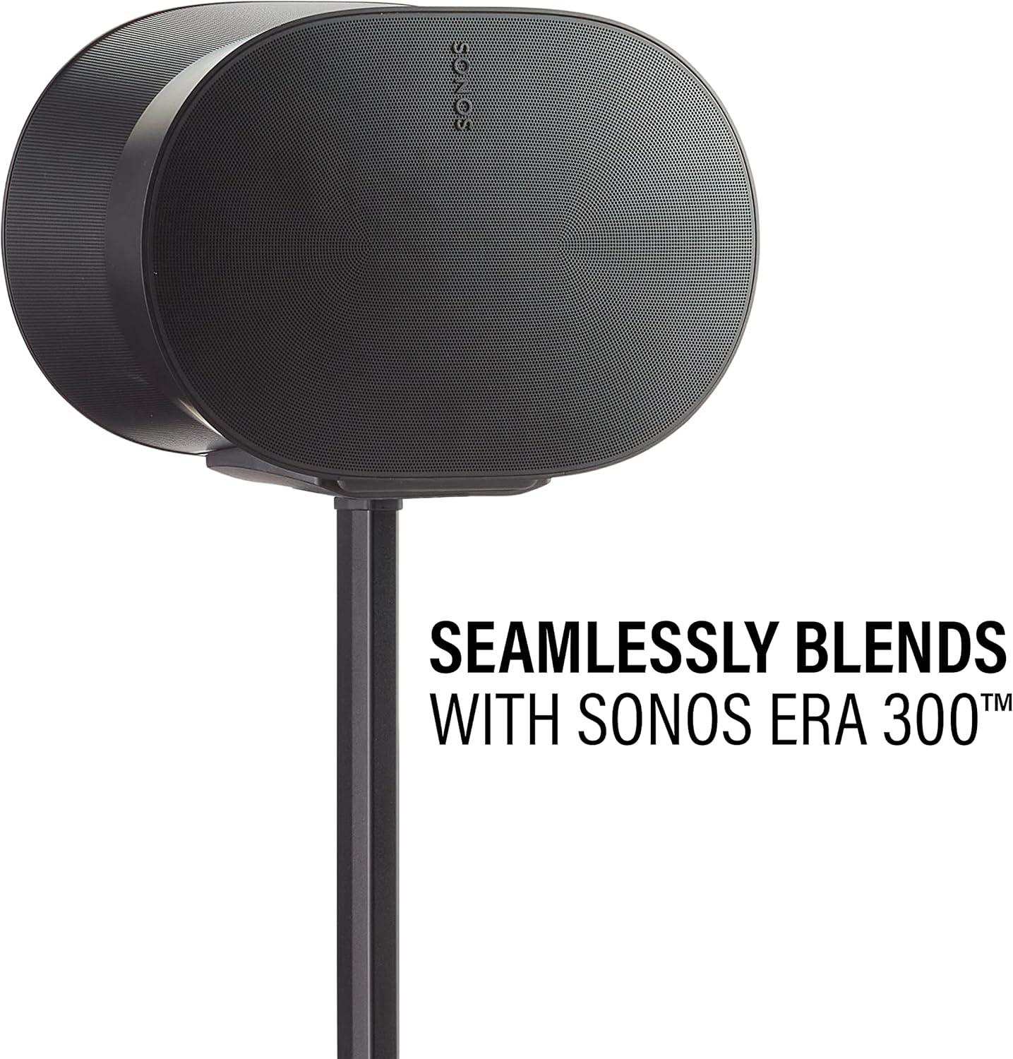 Sanus Height Adjustable Speaker Stands for Sonos Era 300™ - 17" Height Adjustment Sonos Stand Includes Carpet Spikes & Rubber Pads - Easy DIY Install Comes w/All Hardware - Black Pair