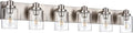 6 Light Vanity Light Brushed Nickel Bathroom Lighting Fixtures Over Mirror, Modern Bathroom Light with Clear Glass Shade, Farmhouse Vanity Lights