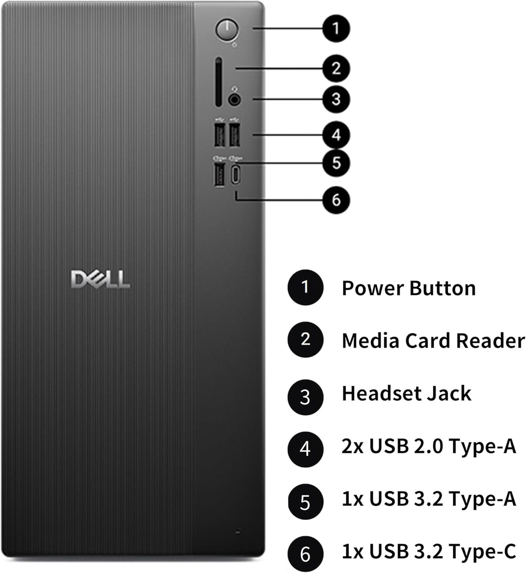 Dell Tower Desktop Computer, Intel Core Ultra 5, 16GB DDR5 RAM, 1TB PCIe SSD, Windows 11 Pro Business Workstation, Intel AI Boost NPU, HDMI, DisplayPort,Keyboard Mouse, Wi-Fi 6+Bluetooth