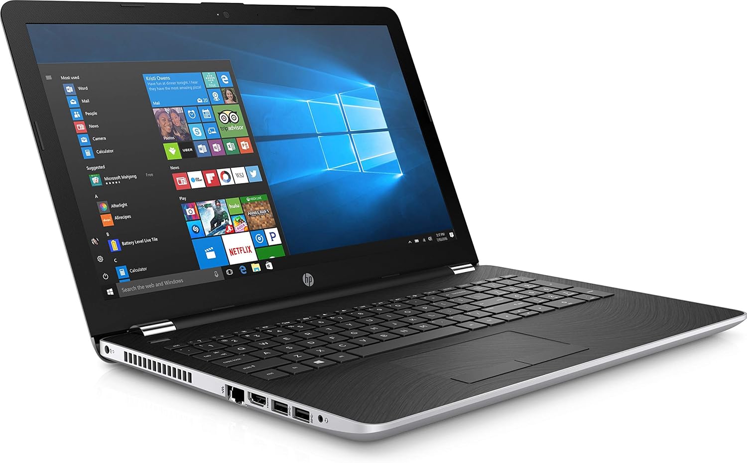 HP 15.6" HD Intel i3-7100U 4GB RAM 1TB HDD USB 3.1 Windows 10 Silver Laptop Computer