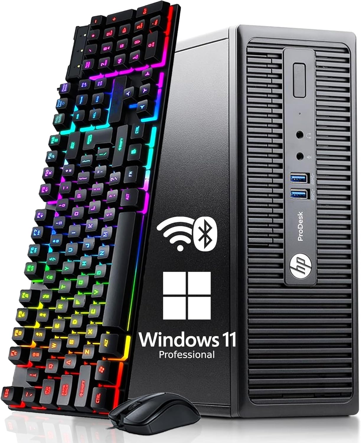 HP ProDesk 400 G3 SFF Desktop Computer PC, 6th Gen Core 3.70 GHz, 8 GB RAM, 256 GB SSD, Keyboard and Mouse, Wi-Fi, Bluetooth, Windows 11 Pro (Renewed)