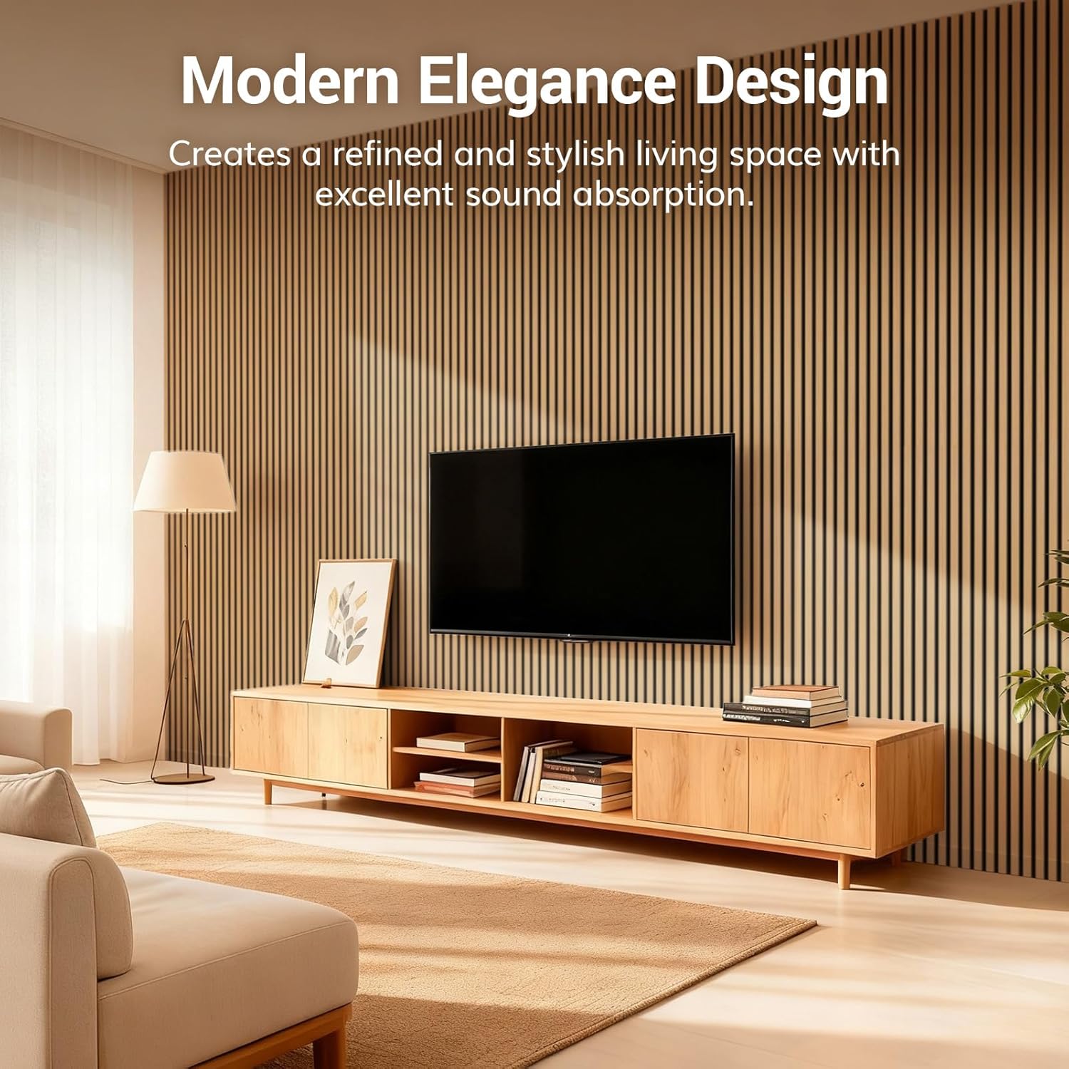 TONOR Wood Wall Panels for Interior Wall Decor, 4 Pack 47.2" x 23.6"(31ft²) Wood Slat Acoustic Panels, Soundproof Wall Panels for Noise Cancelling and Decoration, Living Room, Bedroom, Office, Teak