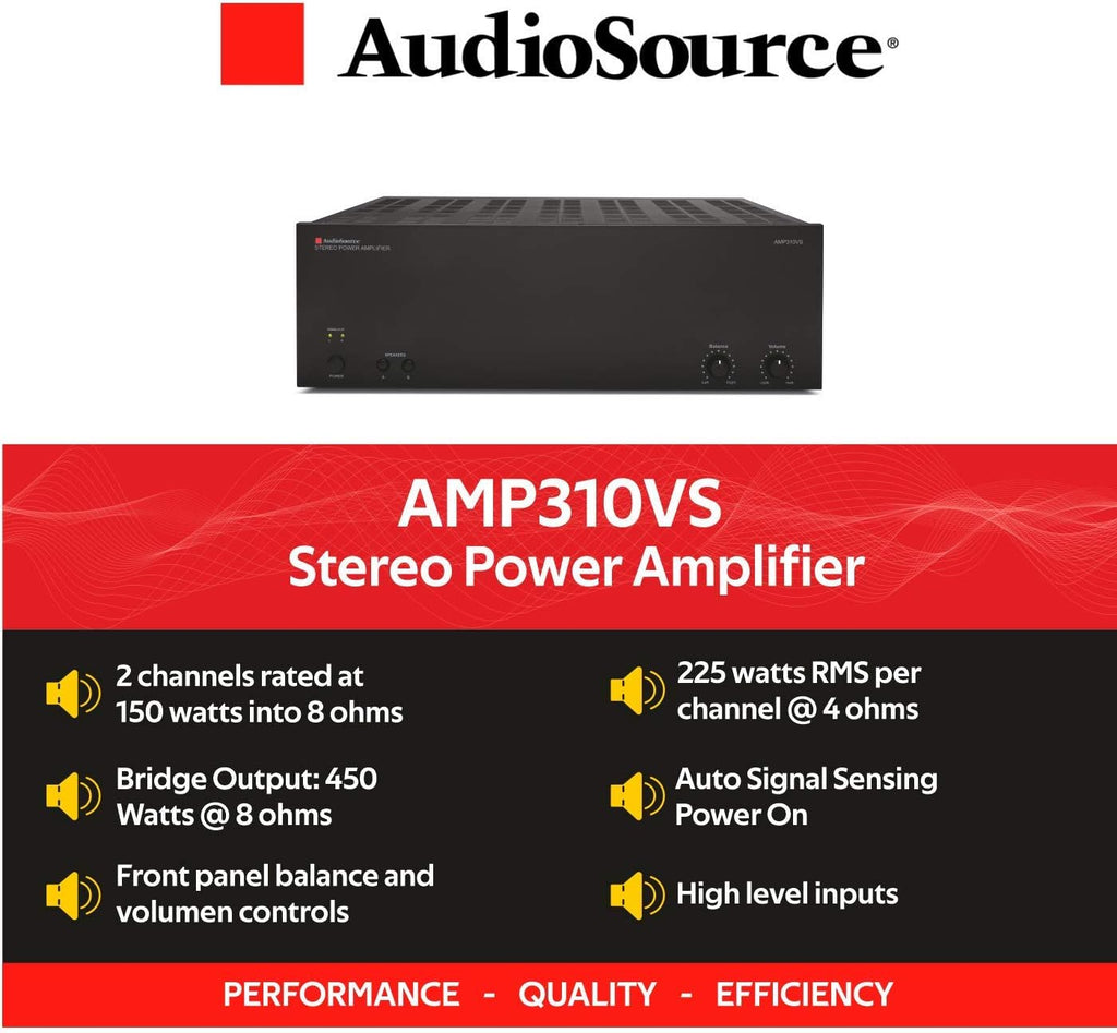 AudioSource Analog Amplifier, Stereo More Power A Amplifier AMP310VS for Home Sound Systems