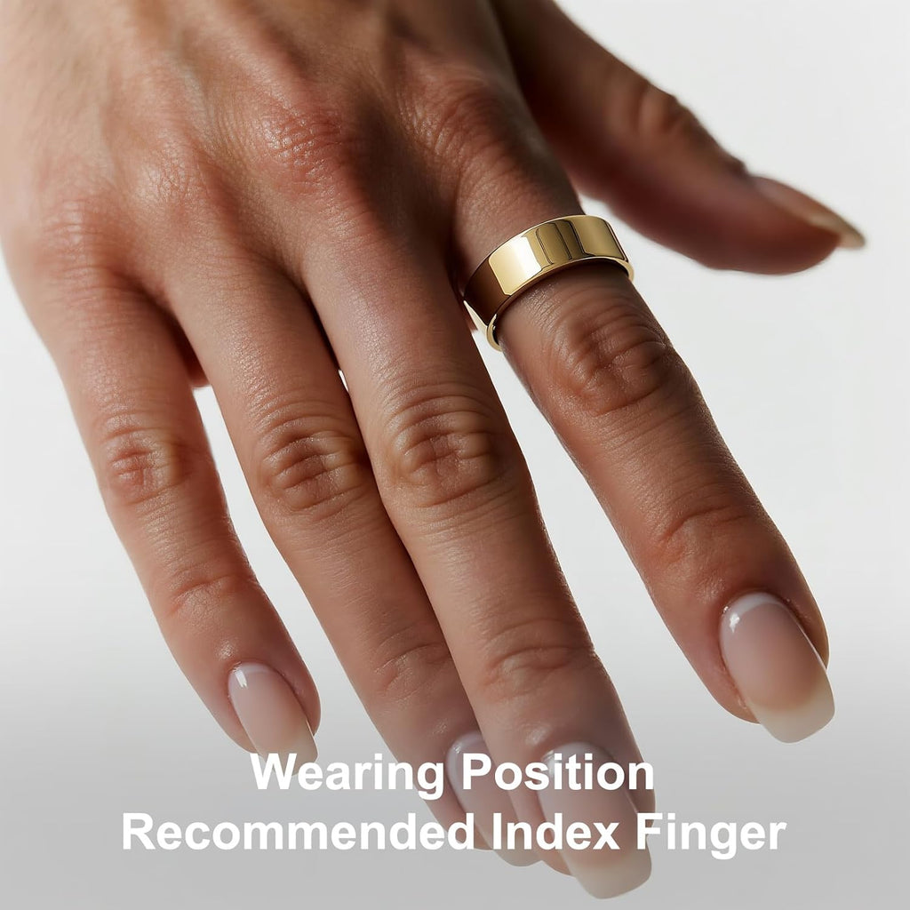 Titanium Smart Ring, Sleep & Activity Tracking Ring with Heart Rate, HRV, Stress Insights, 7-Day Battery Life, No Subscription, IP68 Waterproof, iOS & Android Compatible (Gold, 9)