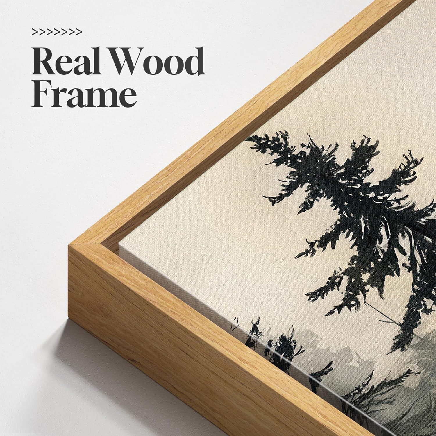 Framed Forest Landscape Wall Art for Living Room, Large 3 Piece Misty Pine Tree Nature Scenic Artwork for Walls, Rustic Woodland Sunset Canvas Painting Prints for Office Bedroom Wall Decor, 24x36 Inch