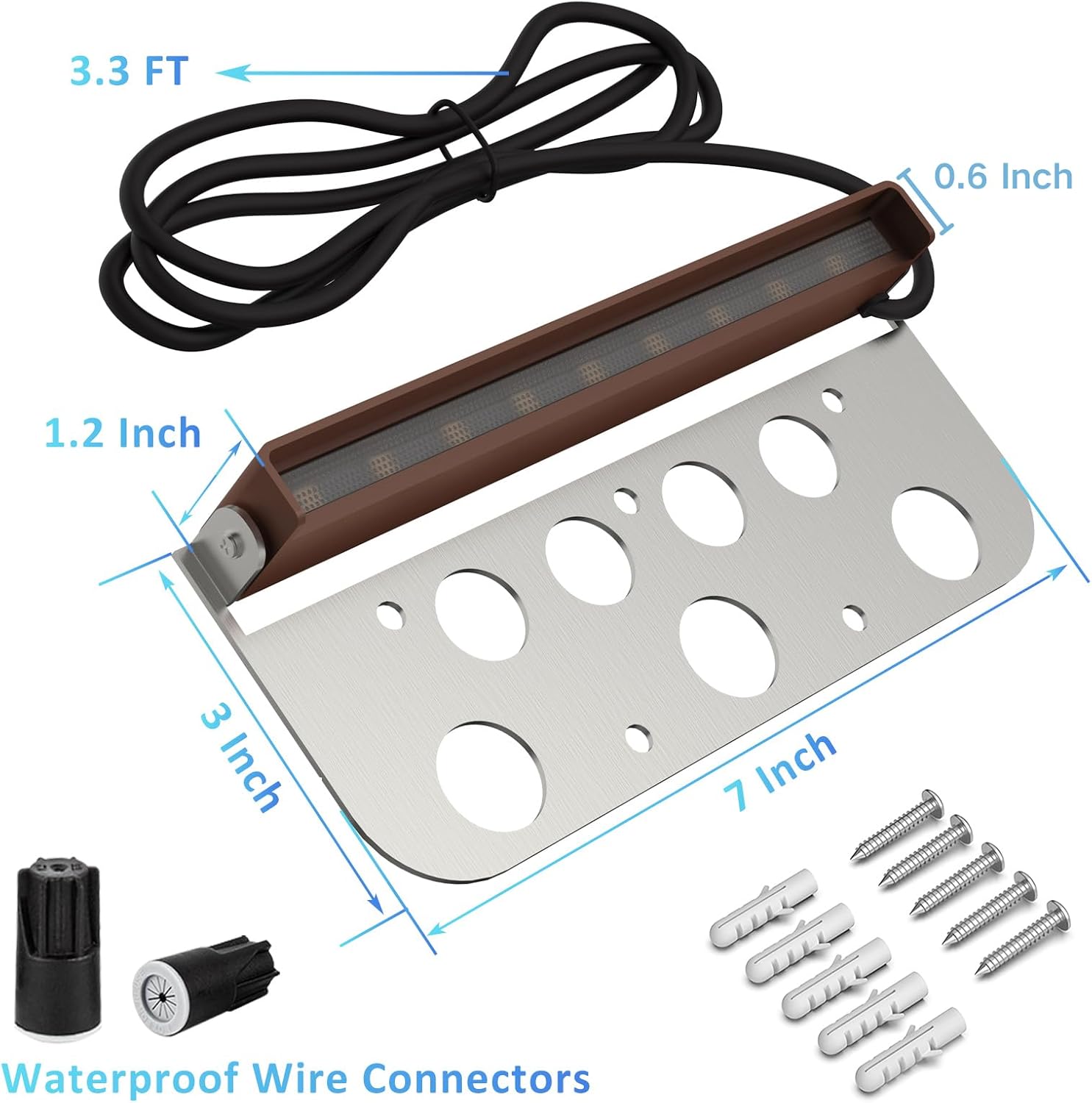 12 Pack 7 Inch Retaining Wall Lights, 5W 2700K Soft White LED Hardscape Lighting, 12V AC/DC Low Voltage Step Light, IP65 Waterproof Outdoor Landscape Lighting for Patio Walls Stairs, ETL