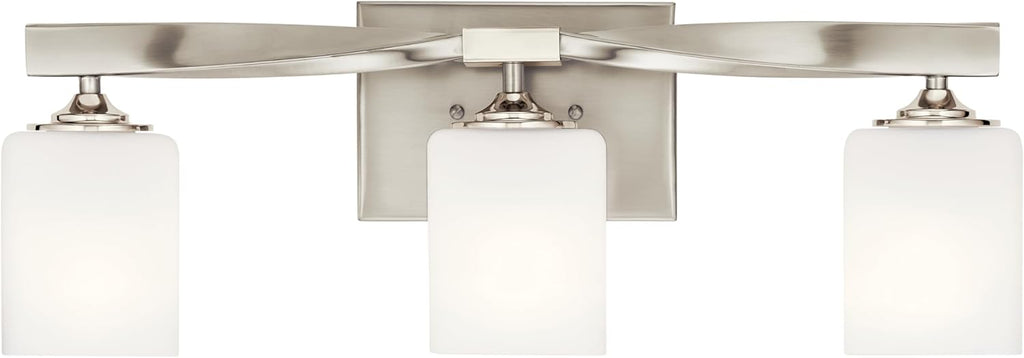 Kichler Marette 22.75" Vanity Light in Brushed Nickel, 3-Light Modern Bathroom Light with Satin Etched Cased Opal Glass, (22.75" W x 8" H), 55002NI