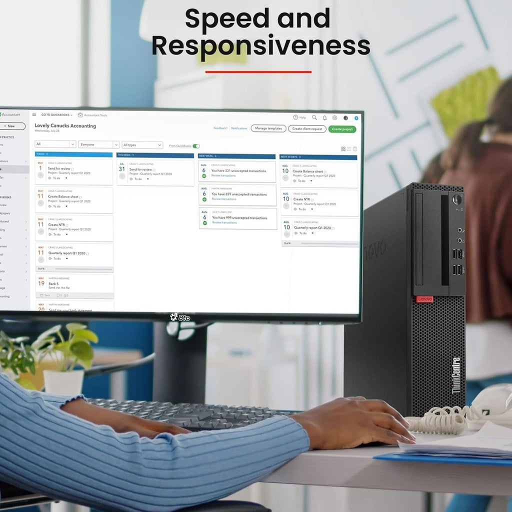 Lenovo ThinkCentre M910S Desktop Computer PC - Intel Core i5-7500 7th Gen - 16GB DDR4 Ram - 128GB SSD - WiFi - Wireless Keyboard & Mouse - Windows 11 Pro (Renewed)