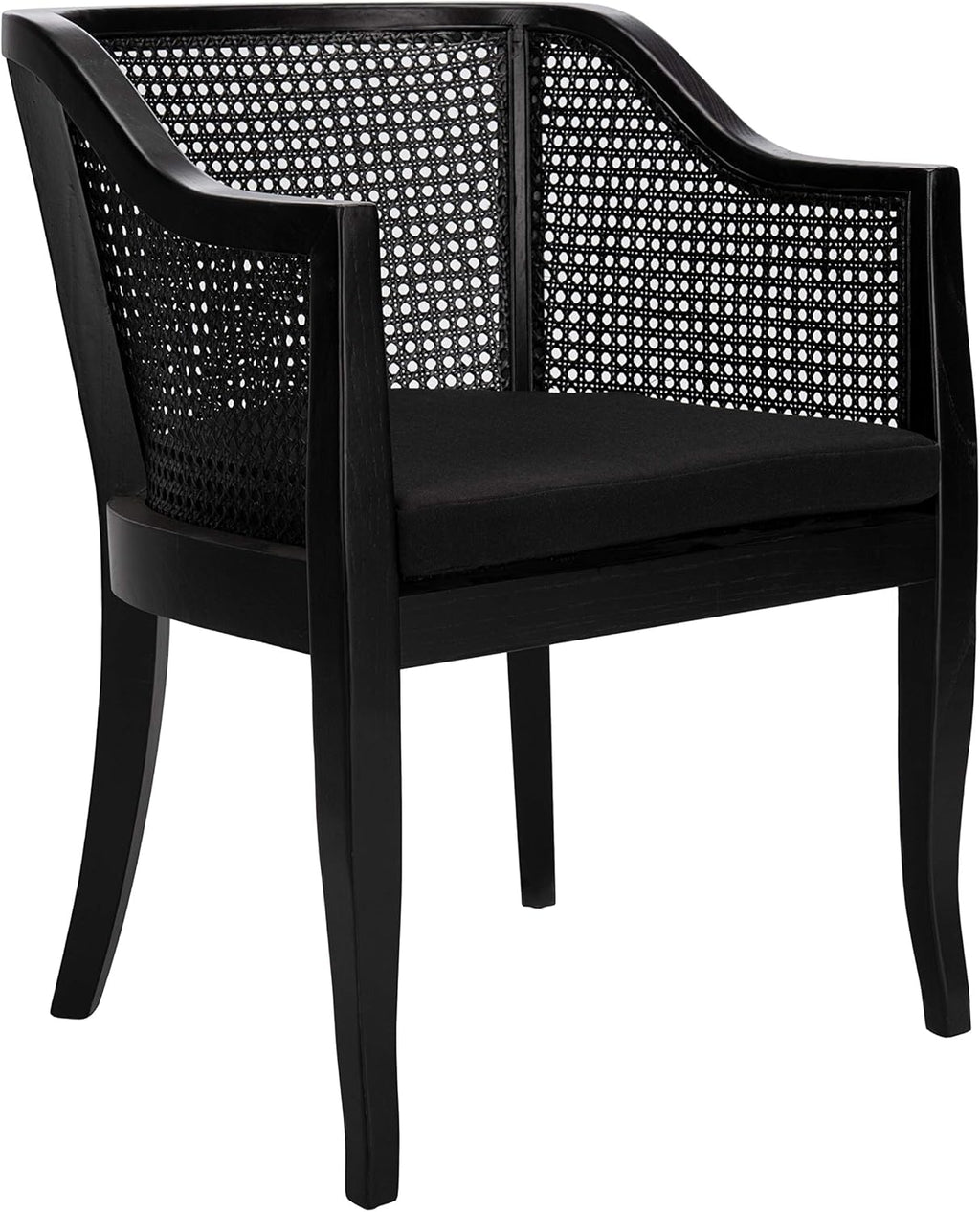SAFAVIEH Furniture - Rina Cane Dining Chair - 17.1" Seat Height - Black - Rattan - Coastal Cane Design - Ideal for Dining Room, Kitchen - Fully Assembled (DCH9501C)