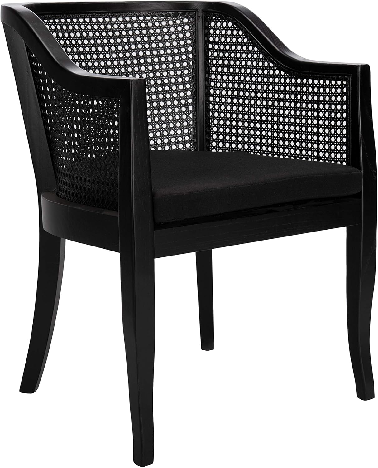 SAFAVIEH Furniture - Rina Cane Dining Chair - 17.1" Seat Height - Black - Rattan - Coastal Cane Design - Ideal for Dining Room, Kitchen - Fully Assembled (DCH9501C)