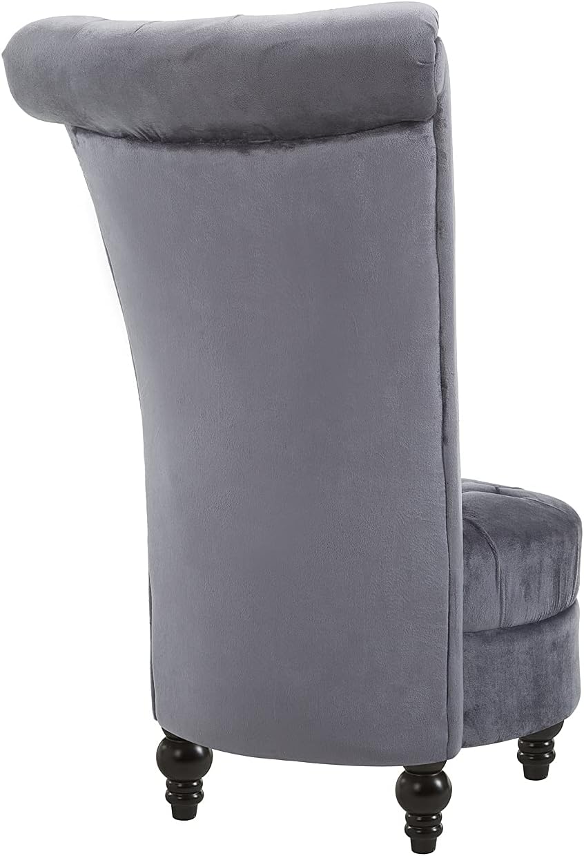 HOMCOM Retro High Back Armless Royal Accent Chair Fabric Upholstered Tufted Seat for Living Room, Dining Room and Bedroom, Grey