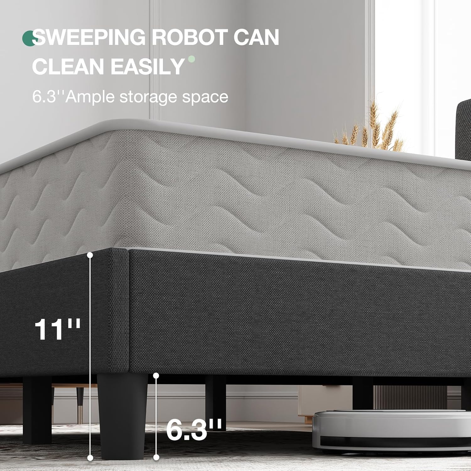 Novilla Full Bed Frame Upholstered Platform Full Size Bed Frame with Adjustable Headboard, Strong Weight Capacity, No Box Spring Needed, Easy Assembly, Grey