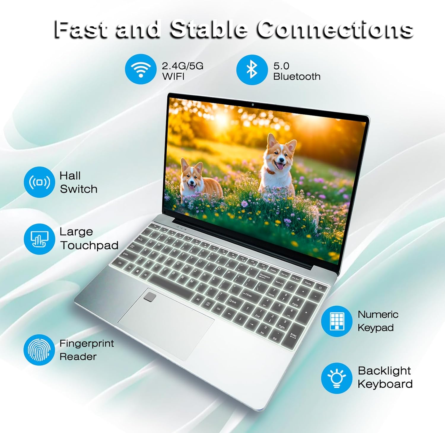 15.6" FHD Laptop for Office & Study, Pentium Processor (Up to 3.4GHz), 16GB RAM 1TB SSD, Portable with Backlit Keyboard & Fingerprint Reader, WiFi 5/BT 5.0/USB 3.0/Type-C/HDMI