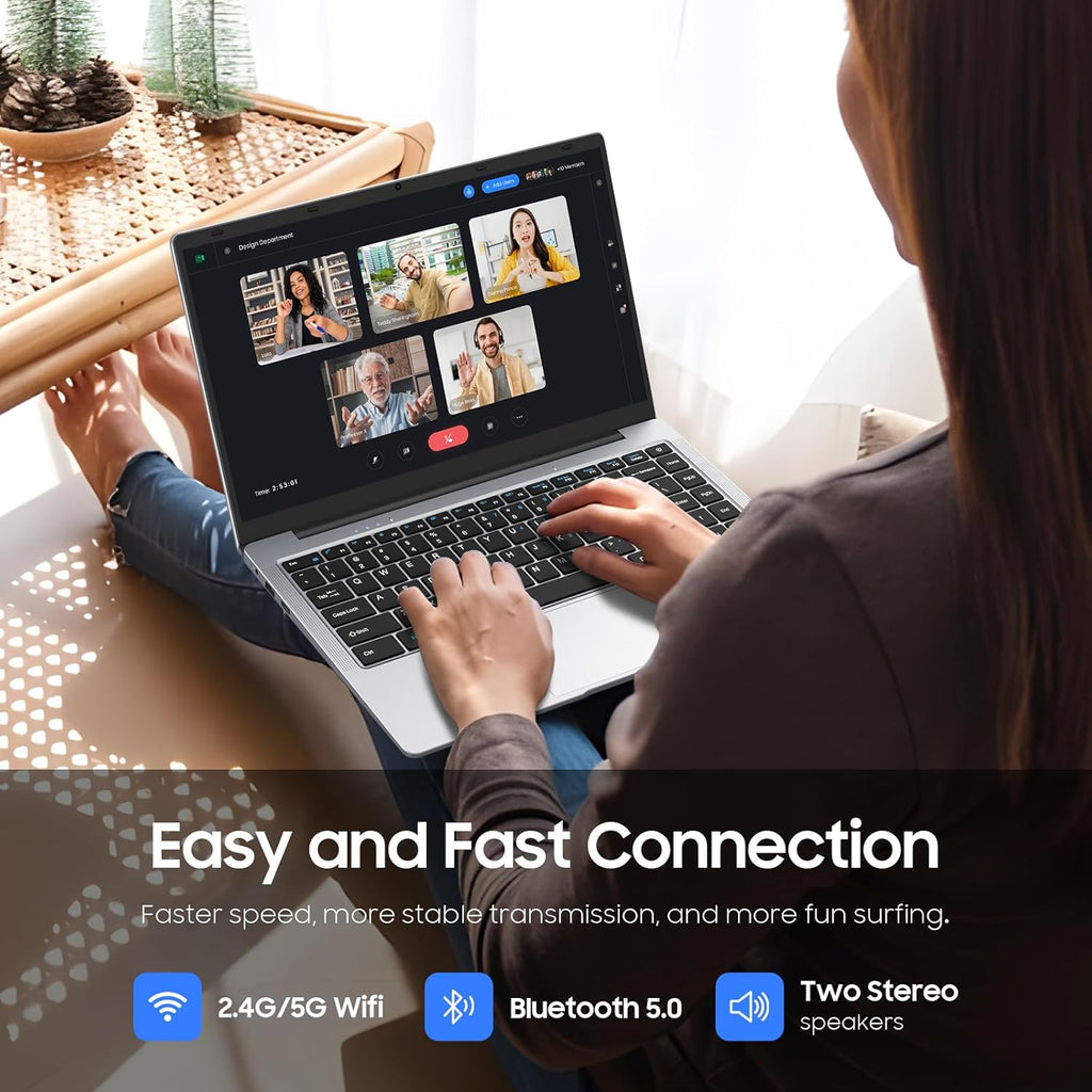 EYY 15.6" Laptop Computer, Win 11 Laptops with 8GB RAM 256GB SSD, Celeron N4000 Processor, 100% sRGB Screen, for Business, Student & Everyday Tasks, 5000mAh Battery, Dual Band WiFi