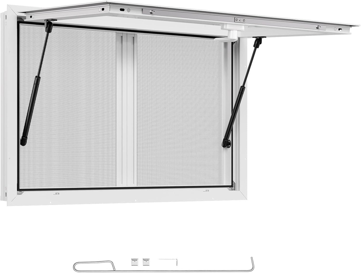 VEVOR Concession Window Aluminum Alloy Frame Service Windows for Food Truck, Up to 85 Degrees Stand Serving Window with Awning Door and Drag Hook (2 left&right sliding windows, 36x24in)