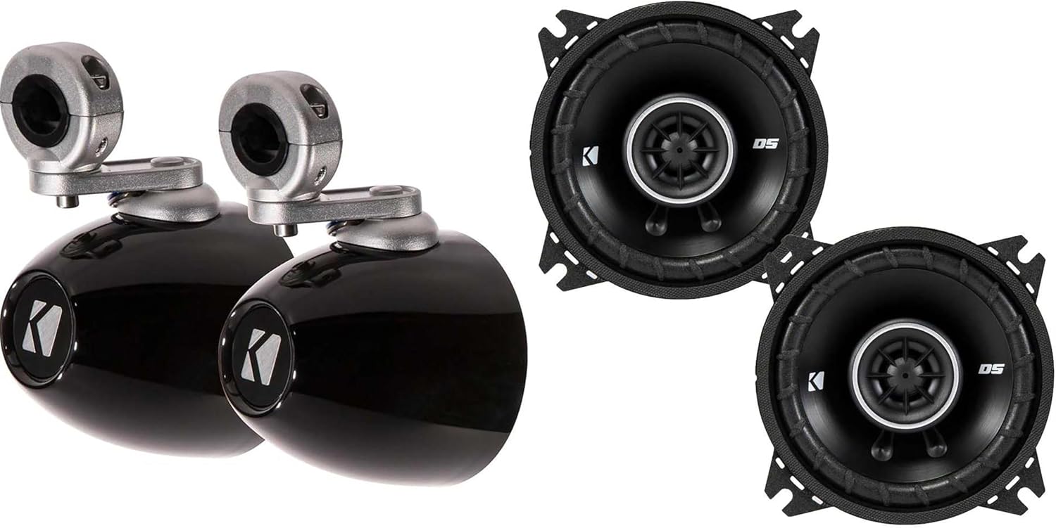 KICKER Mini Wake Tower Marine Enclosures Loaded 4" 43DSC Speakers