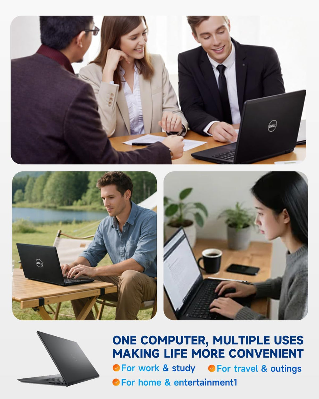 Dell Inspiron 15 3535 Touchscreen Laptop - 20GB DDR4 RAM, 1TB SSD, 15.6" FHD WVA Display, AMD Ryzen 7 7730U,Windows 11 Pro, Copilot, Wi-Fi, Numeric Keypad, Webcam, for Business & Students