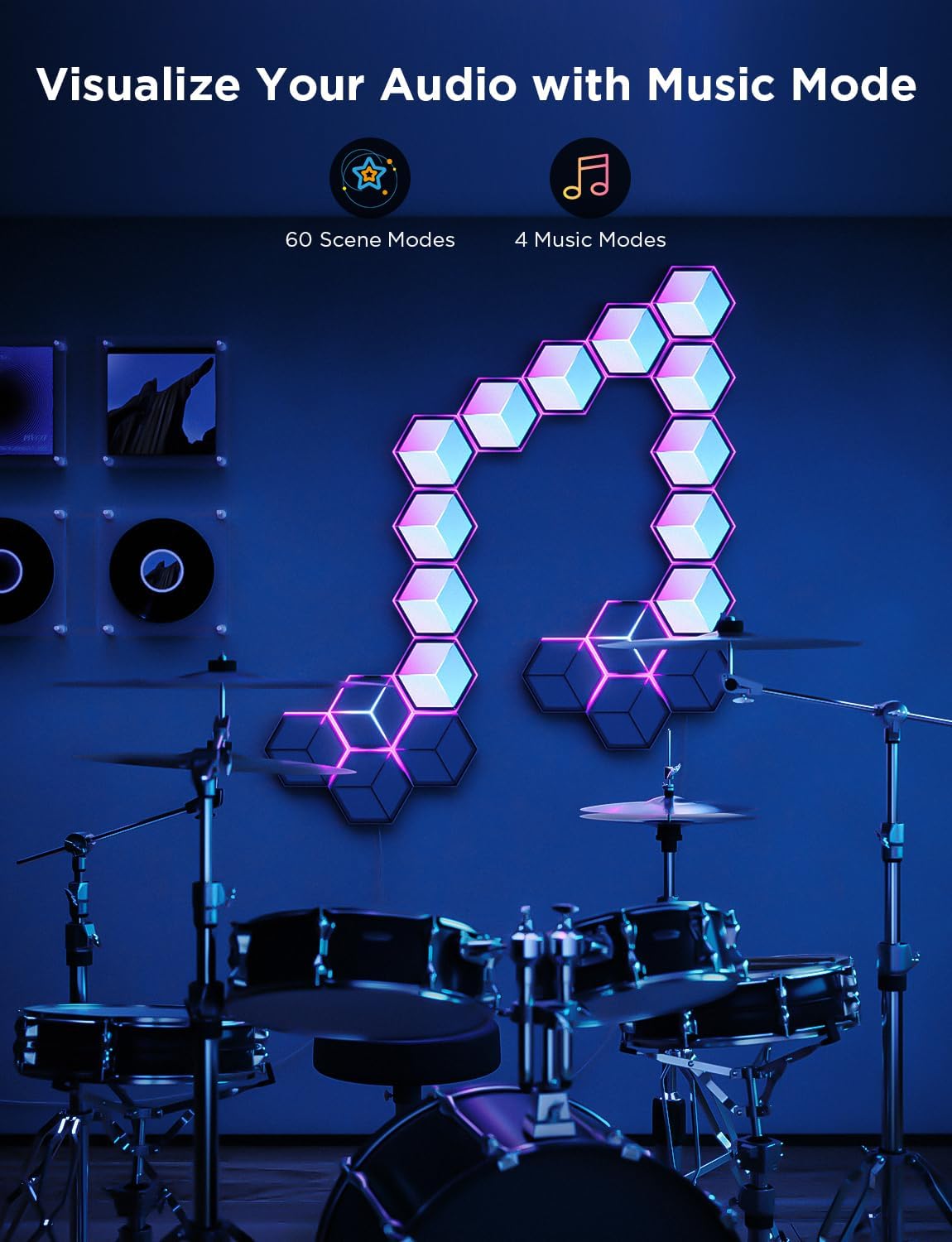 Govee Glide Hexagon Light Panels Ultra, RGBIC 3D Wall Lights with DIY Program, 60 Scenes and 129 Lamp Beads, Upgraded Gaming Light for Gaming Room, Compatible with Alexa, 10 Pack Meteor Gray