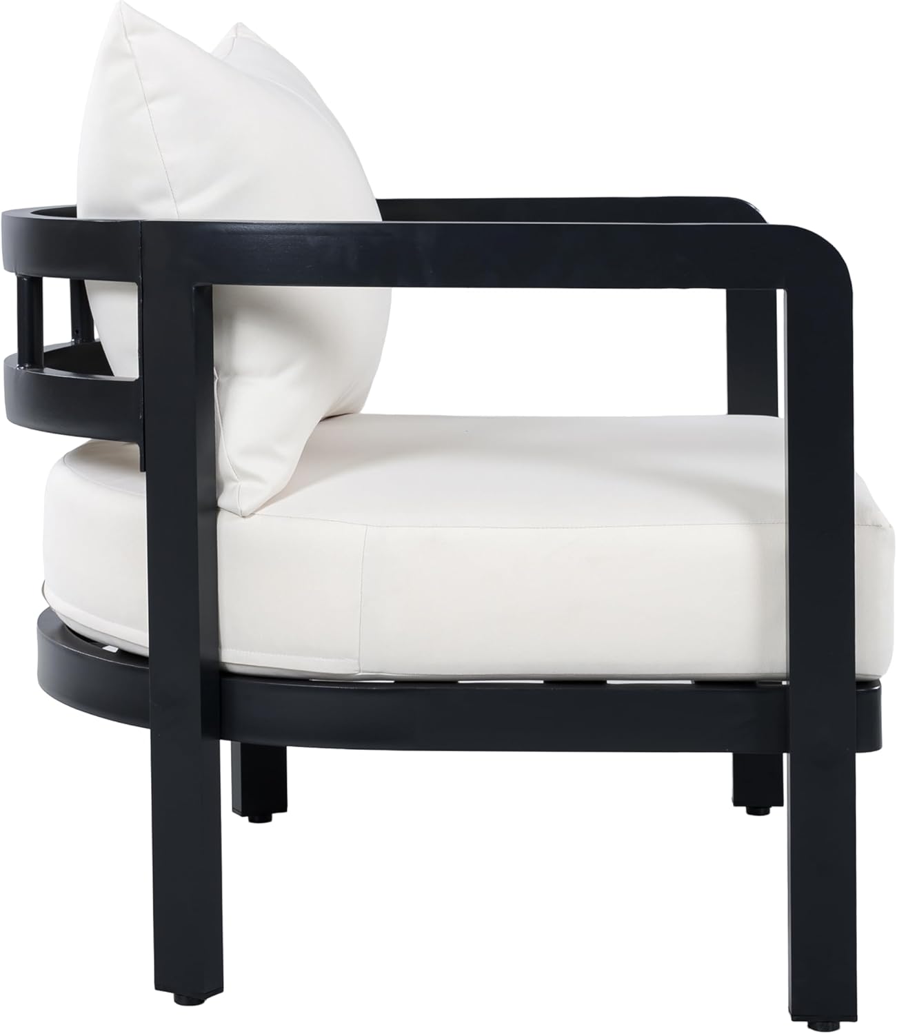 Christopher Knight Home Lulala Aluminum Lounge Chair Outdoor with Removable Cushion, Metal Frame Patio Accent Chair, Patio Garden Comfy Reading Chair, Beige+Black