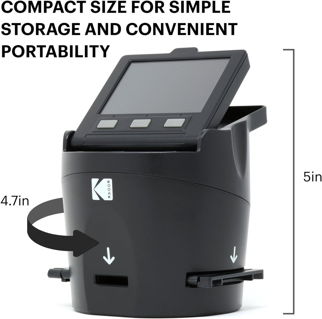 Kodak SCANZA Digital Film & Slide Scanner – Converts 35mm, 126, 110, Super 8 & 8mm Film to JPEG with 3.5" LCD, Easy-Load Inserts & Adapters