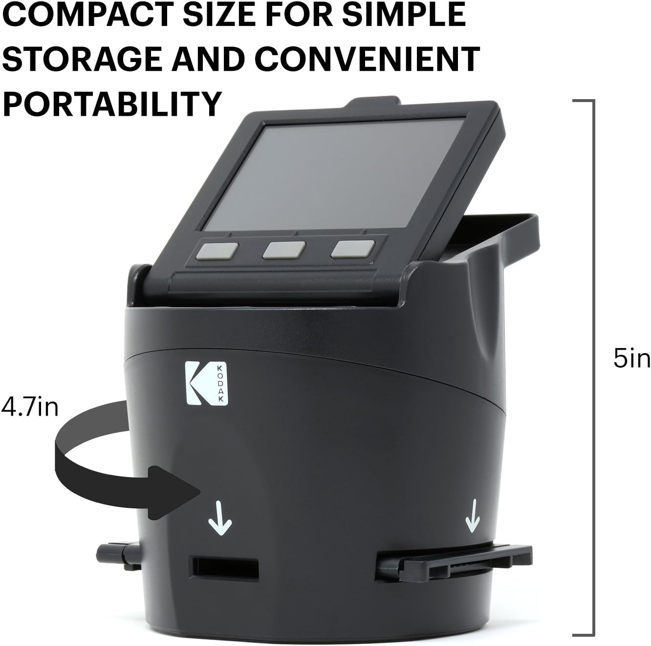 Kodak SCANZA Digital Film & Slide Scanner – Converts 35mm, 126, 110, Super 8 & 8mm Film to JPEG with 3.5" LCD, Easy-Load Inserts & Adapters
