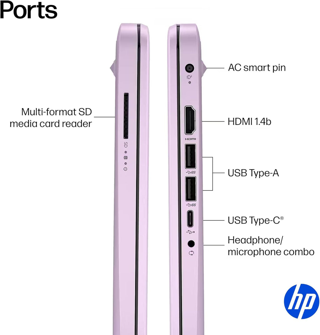HP 14” Ultra Light Thin Laptop Computer 2026 Premium, MS Office, Copilot AI, 4-Core Intel CPU, 4GB DDR5 RAM, 628GB Storage (128GB UFS+500GB Ext), Long Battery, MarxsolAccessory, Win 11 Pro, Lavender