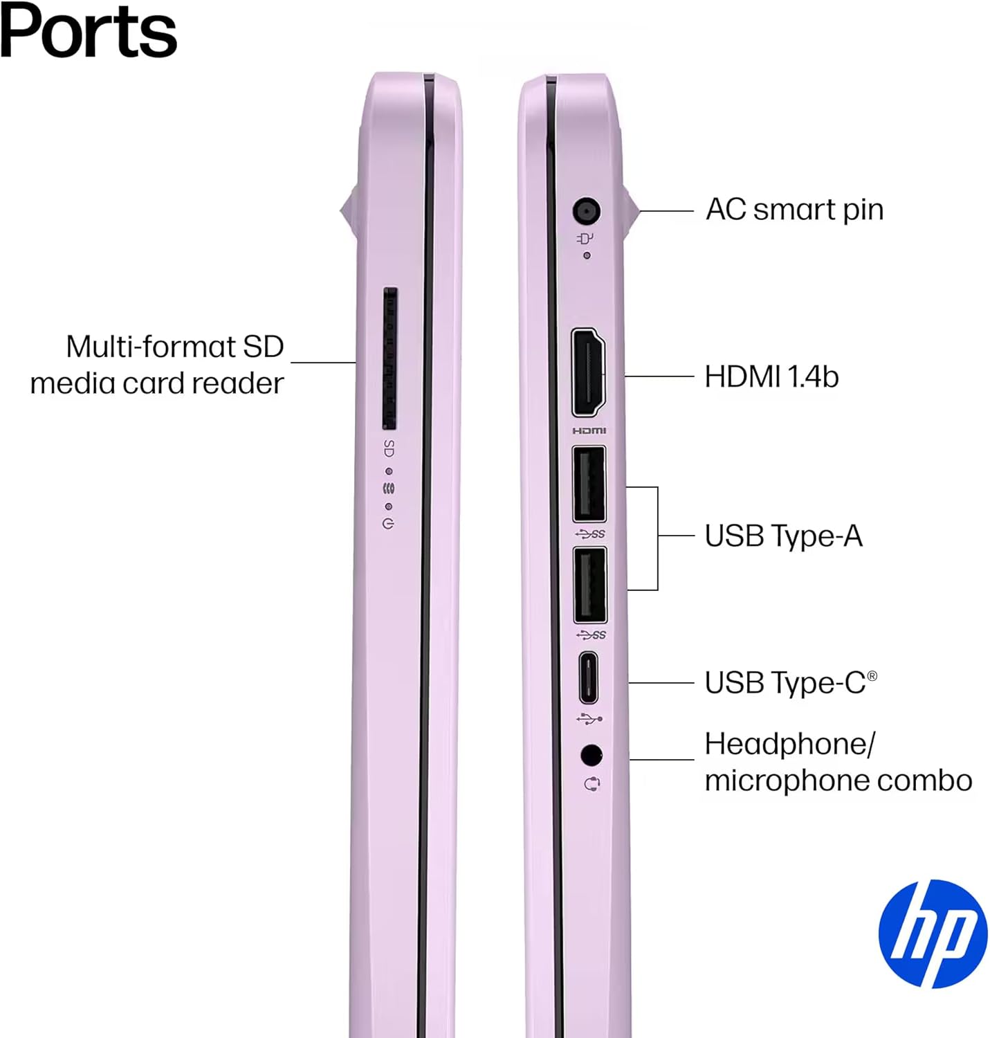HP 14” Ultra Light Thin Laptop Computer 2026 Premium, MS Office, Copilot AI, 4-Core Intel CPU, 4GB DDR5 RAM, 628GB Storage (128GB UFS+500GB Ext), Long Battery, MarxsolAccessory, Win 11 Pro, Lavender