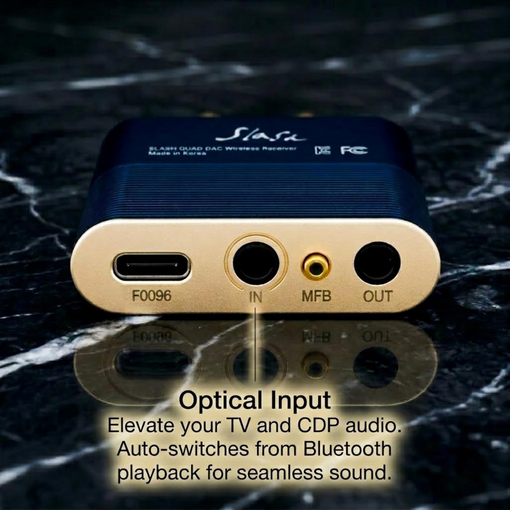 Slash6 Hi-Res Bluetooth Audio Receiver for Home Stereo, Audiophile Wireless Adapter with ESS Quad DAC (ES9219), Optical in/Out, USB DAC Mode, LDAC & aptX Adaptive/HD, AAC