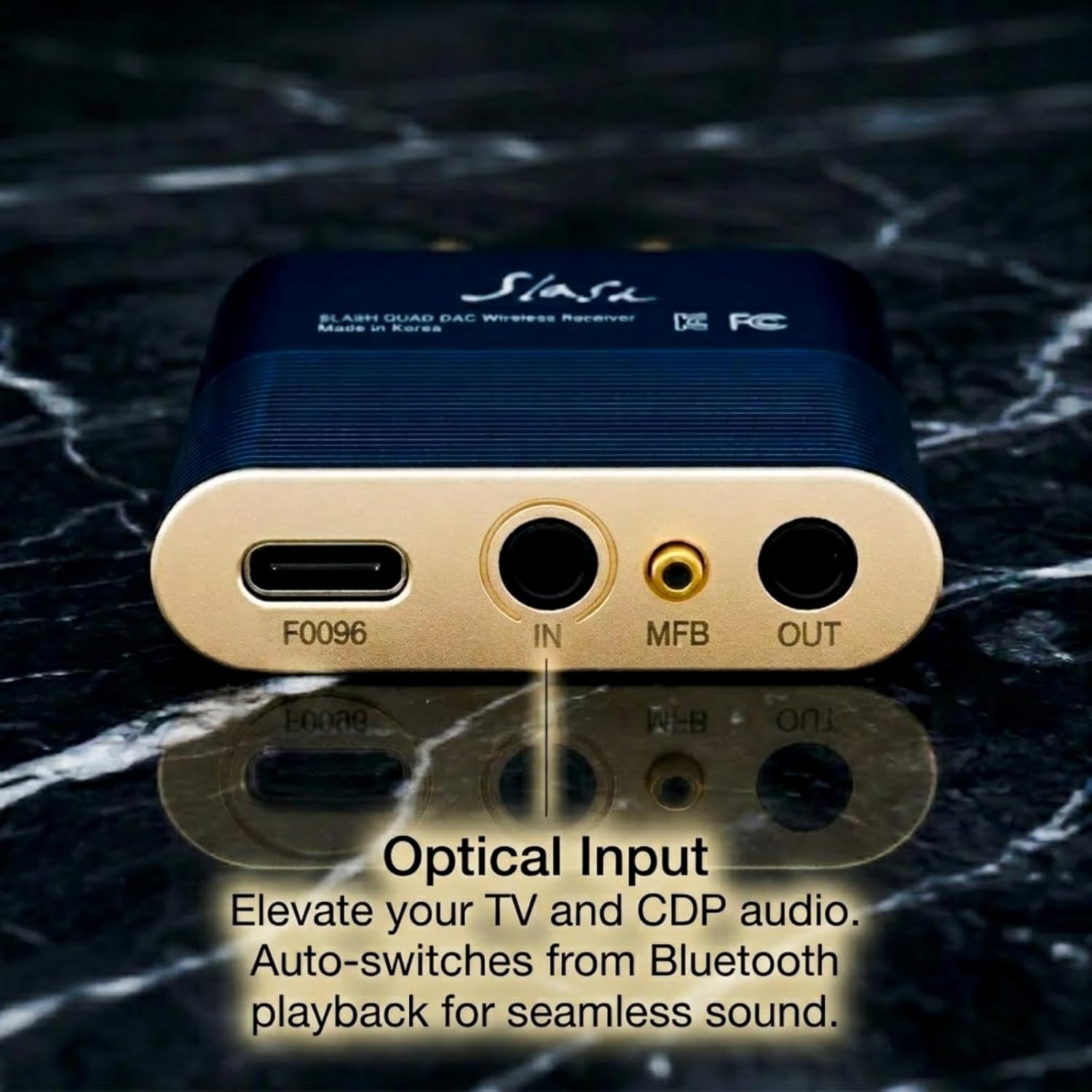 Slash6 Hi-Res Bluetooth Audio Receiver for Home Stereo, Audiophile Wireless Adapter with ESS Quad DAC (ES9219), Optical in/Out, USB DAC Mode, LDAC & aptX Adaptive/HD, AAC