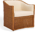 SAFAVIEH Couture Collection Sharon Natural Rattan/Beige Linen Cushion Accent Chair (Fully Assembled)