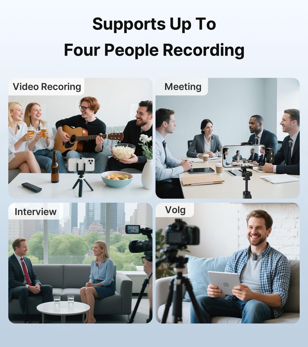 FULAIM X6 Pro Wireless Lavalier Microphones with 4 Transmitter with Charging Case for iPhone, iPad, Android, Camera, Lapel Mic with 48KHz 24Bit, Noise Cancellation for Video Recording, Vlog