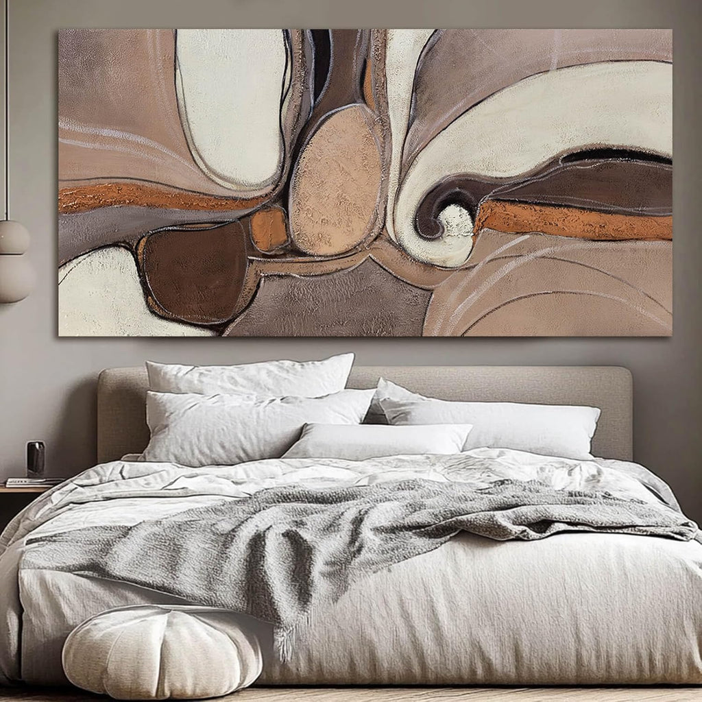 YETHEN WAL Large Neutral Abstract Wall Art Organic Swirl Home Decor Aesthetic Canvas Prints for Bedroom Entryway Living Room 29x58 Inch