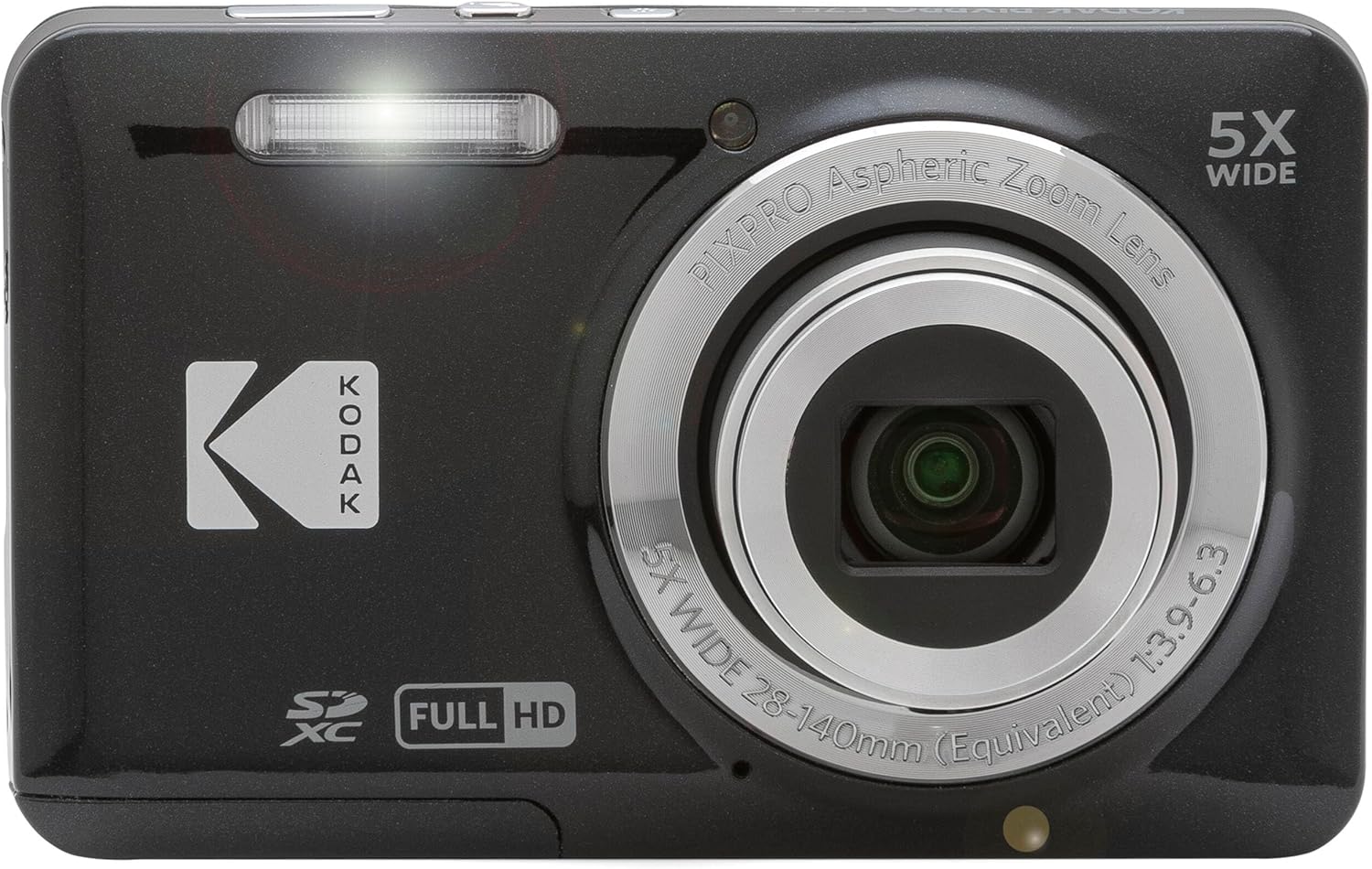Kodak PIXPRO FZ55 Black 16MP Digital Camera 5X Optical Zoom 28mm Wide Angle 1080P Full HD Video 2.7" LCD Camera + 64GB Card and Reader + Memory Wallet