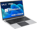 14.1 inch Laptop Computer, Quad Core Laptop Notebook Windows 11 Traditional Laptop with 4GB DDR4 256GB SSD 2.4/5G WiFi BT4.0 HDMI USB 3.0, Large Capacity Battery