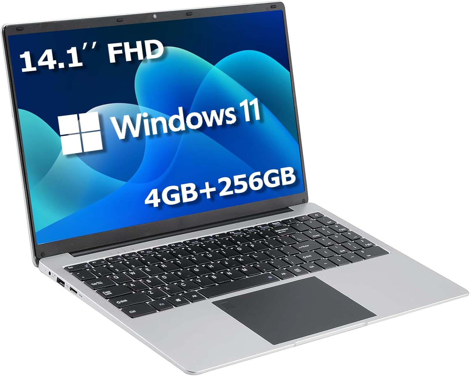 14.1 inch Laptop Computer, Quad Core Laptop Notebook Windows 11 Traditional Laptop with 4GB DDR4 256GB SSD 2.4/5G WiFi BT4.0 HDMI USB 3.0, Large Capacity Battery