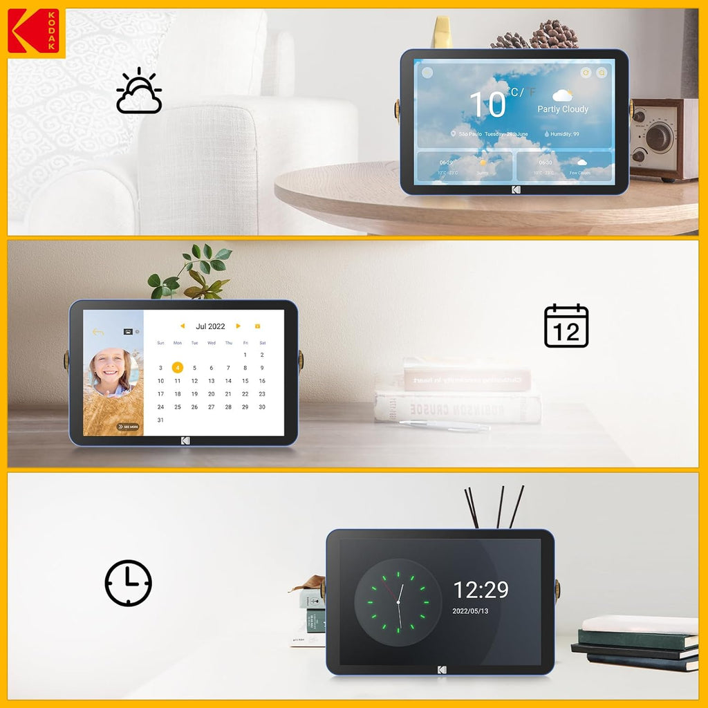 Kodak WiFi Digital Picture Frame 10.1 inch with 16GB Built-in Memory,4000mAh Battery,1280 * 800 Touch Screen Cloud 2.4GHz WiFi, Auto-Rotate, Kodak APP, Gift for Friends Family(Blue, 10 inch)