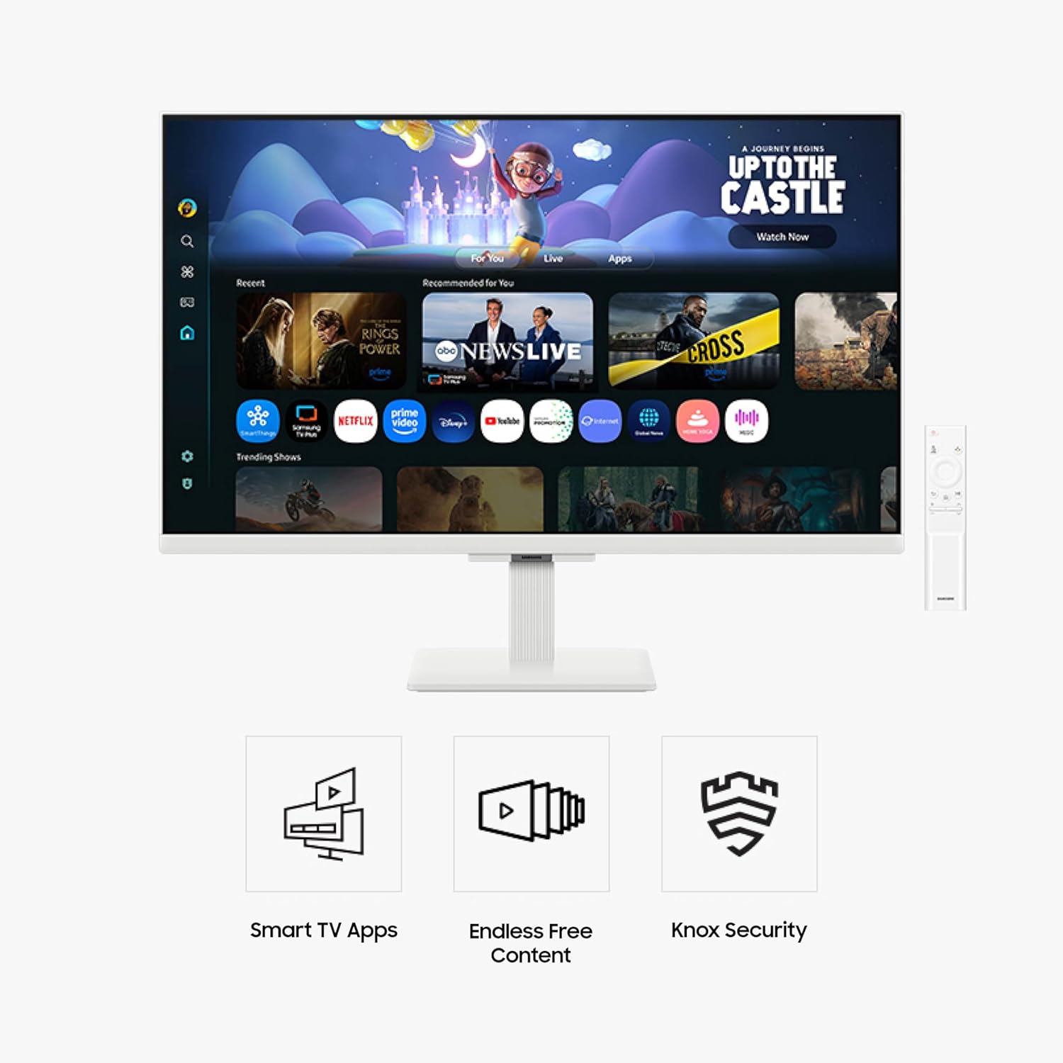 Samsung 27-Inch M5 (M50F) Series FHD Smart Monitor with Streaming TV, Speakers, HDR10, Gaming Hub, Multiple Ports, Workout Tracker, Vision Accessibility Tools, White, LS27FM503ENXZA